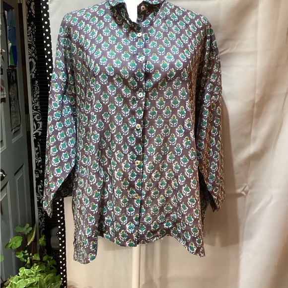 Gretchen Scott Floral Patterned Lightweight Blouse Made in India Size M/L - Picture 3 of 8